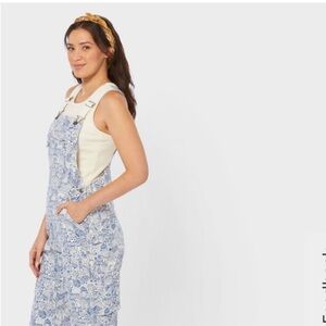 Duluth Trading Co Heirloom Blue Floral-Print Women's Gardening Overalls xs x 29